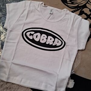 Los Angeles Apparel White Crop Top with Black Cobra Logo